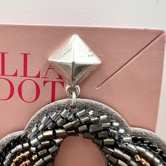 NIB Stella & Dot Dove Statement Earrings Beaded Silver Post - Picture 8 of 11